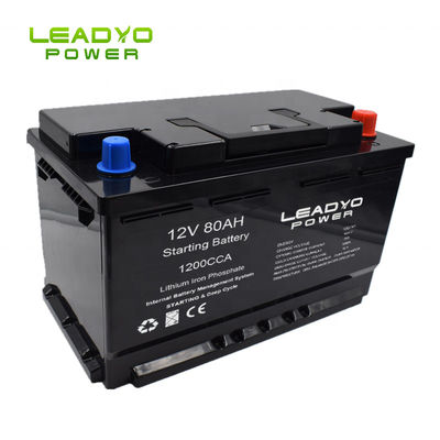 แบตเตอรี่ลิเธียมไอออนแบบ Star-Stop 12v 80Ah CCA1200A แคร็กและแบตเตอรี่ Lifepo4 รอบลึกสำหรับเรือ