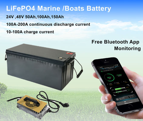 สมาธิ เครื่องขับเคลื่อนเรือไฟฟ้า แบตเตอรี่ลิธี 12V 300Ah แบตเตอรี่เรือ LiFePO4 25.6V 200Ah