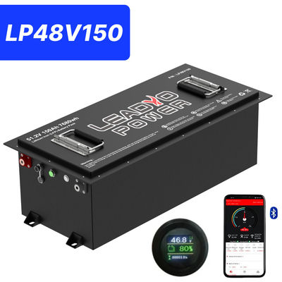ซื้อ 48V 150Ah 250Amp 51.2V Bluetooth LiFePO4 แบตเตอรี่รถกอล์ฟลิตยูมกับ LCD กลม รับประกัน 5 ปี การผลิตออนไลน์