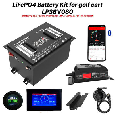ซื้อ 36V 80Ah 150Amp (36.8V) Bluetooth LiFePO4 ลิทธิียมกอล์ฟการ์ท แบตเตอรี่ครอบคลุมชุด การผลิตออนไลน์