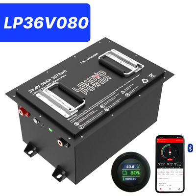 36V 80Ah 150Amp (36.8V) บลูทูธ LiFePO4 แบตเตอรี่รถกอล์ฟลิธีอุตสาหกรรม w / h LCD Display & Bluetooth
