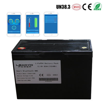 ราคาดี แบตเตอรี่ลิเธียมไอออนอัจฉริยะ 12v 80Ah Deep Cycle Lifepo4 Marine Batteries พร้อมแอพ Bluetooth ออนไลน์