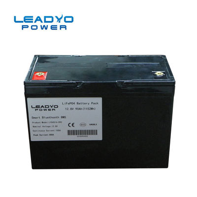 90Ah 12V Lifepo4 แบตเตอรี่ลิเธียมไอออนมอเตอร์หมุนรอบด้วย BMS